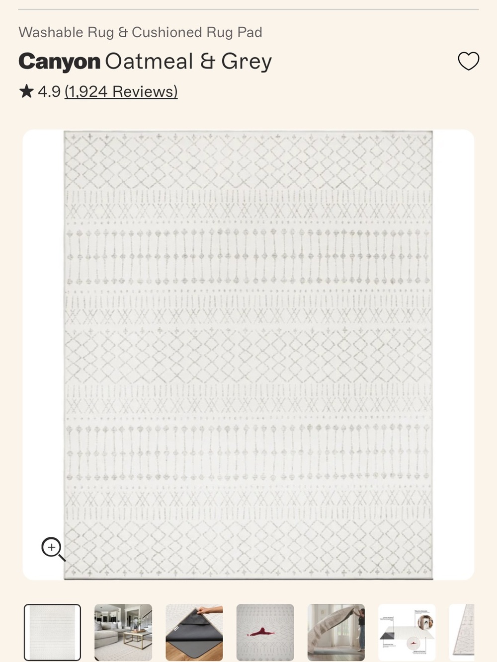 VEUC 8x10 TUMBLE Canon Oatmeal & Grey Washable Rug